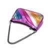 Torby na ramię biodra damskie torebki torebki torba kolorowy kontrast łańcuch szwy Crossbody Rainbow Handheld ramię 240311