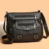 Bolsas de ombro com decoração de coração bolsa crossbody vintage com vários bolsos bolsa feminina de couro sintético