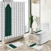 Shower Curtains Vintage Arched Red Brick Wall Shower Curtain Old Wooden Door European Church Bathroom Non-Slip Carpet Toilet Cover Floor Mat Set Y240316