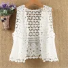 Tanks Koreanischen Stil Trendy Neue Tops Mode Westen Frauen Sommer Solide Vintage Aushöhlen Klassische Cropped Stricken Weste Retro Öffnen