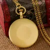 Pocket Watches Roman Numerals Analog Open Face Type Gold Necklace Watch For Men Women Quartz Movement Antique Stylish Gift Pendant Timepiece