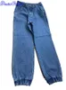 DenimColab Mode Seite Von Bein Split Frauen Jeans Lose Harem Hosen Damen Krawatte Füße Streetwear Jeans Casual Denim Hosen 240301