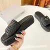 Designer Sandaler Guld Buckle Slip On Black Brown Pool Slippers virkning Slides Women's Casual Sandals Platform Wedges Straw Formform Slipper 451218