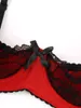 Sutiãs mulheres contraste sutiã de renda underwire ajustável cintas de espaguete meia xícara push up balconette meninas lingerie sexy roupa interior