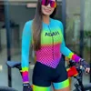 Racing sets Agah Woman Monkey Summer Long Sleeve QuickDrying Triathlon One-Piece Leotard Outdoor Mujer Clothing Ciclismo Brazil Feminino Kit