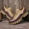 Walking for Hikeup 955 Schuhe Schuh Menbritish Stil dicker Boden Arbeit Sneaker Mann großer Kopf Leder Winter Männer 174