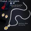 Wedding Jewelry Sets Pera Brillant Yellow Square CZ Crystal Wedding Pendant Necklace and Earrings Bridal Jewelry Set Q240316