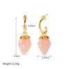 Boucles d'oreilles pendantes Minar Street Style en laiton plaqué or véritable 18 carats, imitation perle, couleur rose, résine, fruits, fraise, longue goutte pour femmes