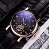 Orologio meccanico automatico da uomo di lusso con cinturino in pelle Diamond Watchmen Accents Moon Phase - Orologio elegante per la festa del papà