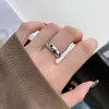 Bagues de cluster Shining U S925 Argent Couleur Zircon Simple Bague ouverte pour femmes Hiphop Fine Bijoux Cadeau d'anniversaire