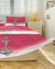 Jupe de lit océan ancre progressive, couvre-lit élastique rouge Rose avec taies d'oreiller, housse de matelas, ensemble de literie, drap