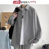 LAPPSTER-Jeugd Koreaanse Mode Zwarte Lange Mouwen Heren Harajuku Zwart Oversized Shirt Button Up Shirts Blouses 5XL 240313