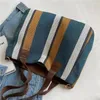 Evening Bags Casual Vintage Striped Canvas Bag Fashion Business Women's Shopping Makeup Company File All-in-one Shoulder 2024