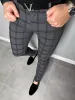 Pantalon à carreaux pour hommes, mode européenne et américaine, pantalon Slim de voyage décontracté, confortable et