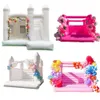 Großhandel 3 in 1 weiß aufblasbare Bounce House PVC Werbespannungshuhner Schloss Jumper Bouncer Sprungkombination mit Ballgrube und Rutsche für Fotos Shooting Kinderparty Ideen