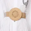 Wooden Buckle Dress Belt For Women Casual Female Braided Wide Strap Female Designer Woven Girls Elastic PP Straw Belts BZ339 Y1912246z