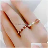 Bandringar Natural Energy Stone Pearl Bead Gold Plated Handmased Elastic Band Rings for Women Girl Party Club Deced Smycken Drop Deliv Dhchl