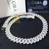 Heißer Verkauf Bulk Stock Pass Diamond Tester 925 Massivsilber 15mm zwei Reihen Iced Out Hip Hop Vvs1 Moissanit Cuban Link Chain