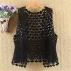 Tanks Koreaanse stijl trendy nieuwe tops mode vesten dames zomer effen vintage uitgehold klassiek bijgesneden gebreid vest retro open