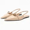 Casual Shoes Brand Women Sandals Metal Decoration Summer Flats White Pointed Toe Low Heeled Mules Female 2024