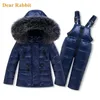2023 Winter Children Ski Snow Suit Warm Clothing Set down Jacket Overalls toddler Boy baby girl Clothes Kids thin Outerwear coat 240306