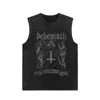 Summer Men Washed Vest Vintage T Shirt Gothic Tshirts Streetwear Punk T Shirts Unisex Sleeveless Vest Top Y2k Short Sleeve Shirt 240305