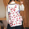 School Bags Fresh Style Fruit Strawberry Print Backpack Pink Bow Girl Bag Travel