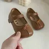 Babyschoenen 12-15,5 cm leren kinderschoenen voor kleine prinses eerste verjaardag bruiloft effen zachte strikje brede neus kinderen meisje lente schoenen 240315