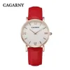 CAGARNY Relógio feminino designer de moda casual relógios de quartzo pulseira de couro Gold256Z