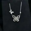 Designer Tiffany and Co Collier papillon fantôme haute édition pour femmes unisexe Ins Light Luxury Petite chaîne de collier en diamant étincelant de style féerique