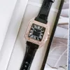 Relojes de marca de moda para mujer y niña, reloj de pulsera con correa de cuero de alta calidad, estilo cristal cuadrado, CA57218a