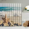 Shower Curtains Zen Stone Pebble Scenery Shower Curtain Ocean Beach Starfish Shell Flower Bathroom Decor With Hook Waterproof Screen Washable Y240316