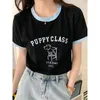 Kvinnors T-skjortor Färgkontrast Cartoon Chic Short Sleeve T-shirt 2024 Summer Design Sense Age-Reduce Loose Top Korean Casual Blus