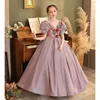 Vestidos da menina Meninas vestidos de princesa elegantes novas flores para crianças anfitrião pomposo com desempenho de piano a gás para crianças vestido de dia dos namorados P99 240315