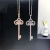 Designer tiffay and co Iris Flower Key Necklace 925 Sterling Silver Plated 18k Gold Pedigree Home Set with Full Diamond High Edition Pendant Collar Chain