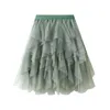 Skirts DeuYeng Women S Tulle Tutu Skirt Solid Color Elastic Layered Mesh Fairy A-Line Mini For Beach Party Club Streetwear