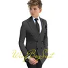 Yellow Boys Suit Double Breasted Jacket Pants 2 Piece Set Business Style Formal Wedding Tuxedo Custom Size Blazer Kids 240304