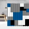 Douchegordijnen Creatieve Geometrische Douchegordijnen Grijs Wit Zwart Geel Vierkant Splitspatroon Modern Eenvoudig Stof Badkamer Decor Set Haken Y240316