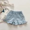 2-8 ans bébé filles Denim Shorts été mode taille élastique volants pantalon Style coréen enfants fille jean court 240305