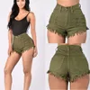 Nieuwe wollen rand elastische denim shorts en hotpants met hoge taille voor dames, 3 kleuren, 5 maten