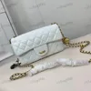 Gold Ball Chain Bag Stylish Women's Shoulder Bag Leather Diamond Check flip Gold Hardware Metal Buckle Luxury handbag matelasse Chain crossbody bag Makeup Bag 20cm