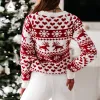 Tanques camisola feminina natal cervos de malha manga longa em torno do pescoço senhoras jumper moda casual inverno outono pulôver roupas plus size