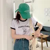 Kvinnors T-skjortor Färgkontrast Cartoon Chic Short Sleeve T-shirt 2024 Summer Design Sense Age-Reduce Loose Top Korean Casual Blus