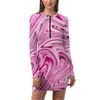 Casual jurken Vloeibaar marmeren jurk Lange mouw Abstract Art Print Moderne vakantie Dames Koreaanse mode Bodycon Big Size 2XL