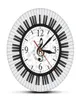 音符の黒と白の壁の時計音楽スタジオ装飾ピアニストギフトピアノキーボードトレブルクレフアートモダン時計時計7385556