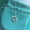 Designer tiffay and co Double Heart Six Star Crown Rotating Cross Pendant 925 Silver Necklace