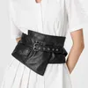 Mode large ceinture en peau de mouton ceinture décontractée femmes décoratif chemise manteau jupe ceinture noir 240315