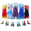 Ensembles de basket-ball pour hommes Kits d'uniformes USA Throwback Vêtements de sport Shorts Poches latérales Maillots de basket-ball pour hommes Survêtements universitaires 240314