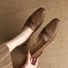 Casual skor mysiga med klackar glider på tjock häl bowtie enkla kvinnor loafers fårskinn retro pumpar kvinnors vintage
