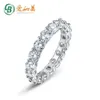 Cluster GRA gecertificeerd 4 mm 925 Silver Eternity Ring Sieraden Iced Out Hip Hop Tennis Moissanite Cuban Link Band